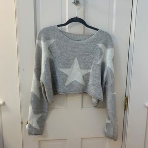 star print cropped sweater